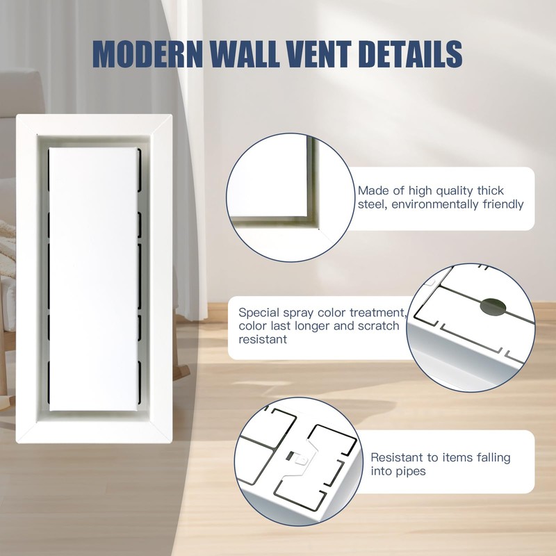 Jatohome Flush Mount Register 4X10 Inch Modern Air Vent White