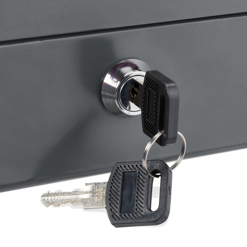 Relaxdays Lockable Cash Box, Removable Insert, 5 Compartments, Iron Cash