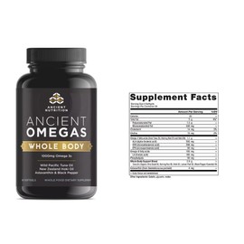 Dr Axe Omegas Whole Body ALA, DHA, EPA, ETA from Wild Caught Fish. 90 Capsules