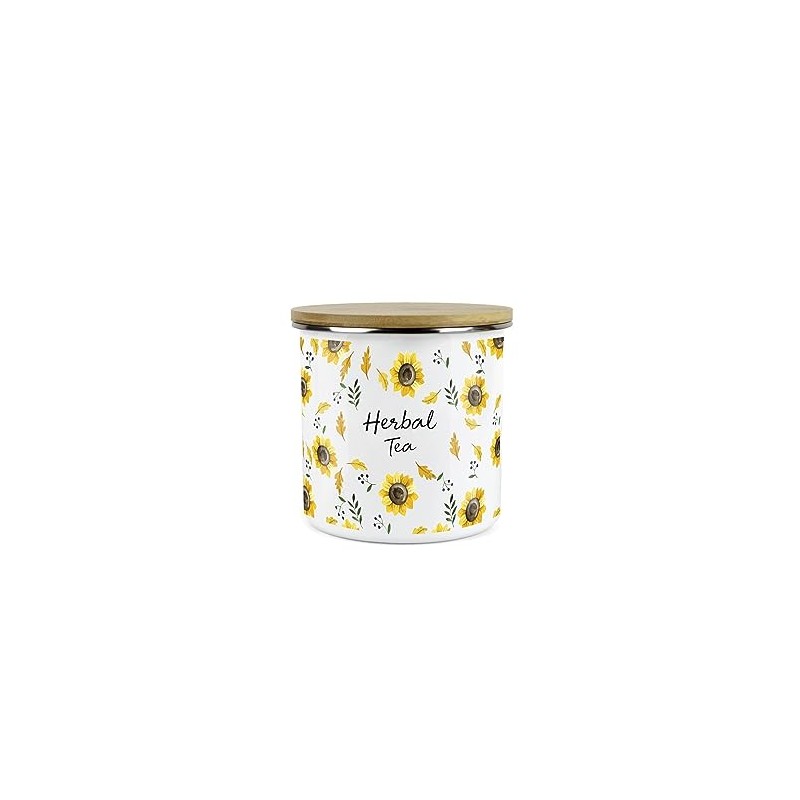 Purely Home Sunflowers Herbal Tea Storage Canister - White Floral
