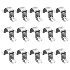 15Pcs Pipe Clamps, 25mm 304 Stainless Steel Pipe Clip 2 Holes Tube Straps Heavy Duty Metal U Bracket Ring Hose Clamp Card Saddle Clip Rigid Pipeline Strap for Installing Gas,Qater or Hose Pipes