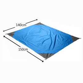 OFKPO Picnic Beach Blanket Portable Lightweight Waterproof Sand Proof Pocket Beach Blanket for Camping, Picnics, Beach Trips, Hiking 140X150cm (Blue)