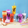 YLFYCOM 15 Pcs Western Dragon Cups with Lids and Straws,