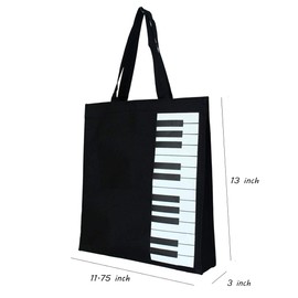 Piano Keys Handbag Reusable Grocery Bag Shoulder Shopping Bag Tote Bag for Music Teacher Girls Gift Bag (Piano Keys Handbag-2Pack)