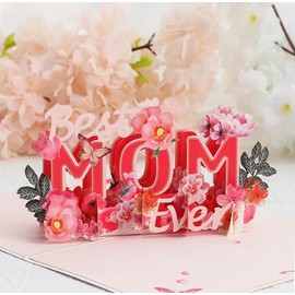SETRUE Mother's Day Pop Up Card, 3D Greeting Card with Envelope and Note Tag for Mother's Day Best Mom Women Wife Daughter Grandma