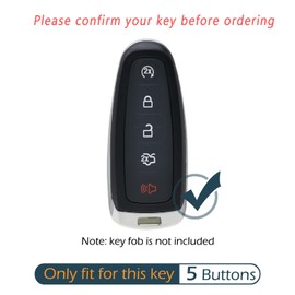 KUSTSOFT Silicone 5Bto Key Fob Cover Remote Case Keyless Protector Compatible with Ford C-Max Edge Escape Expedition Explorer Flex Focus Taurus Lincoln MKS MKT MKX Navigator M3N5WY8609(Black+Pink)
