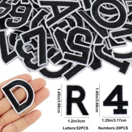 72 PCS Iron On Patches, Letters A-Z, Numbers 0-9, Iron On Letters, Patches for Clothing, Sew On Patches Suitable for Clothes, Dresses, Hats, Socks, Jeans, DIY Accessories