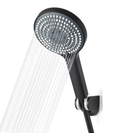 OFFO Shower Head with Hose and Holder, Large Shower Head with 6 Jet Types, Shower Head for Shower Head, Water-Saving, Hand Shower Head for Bathing, Matte Black