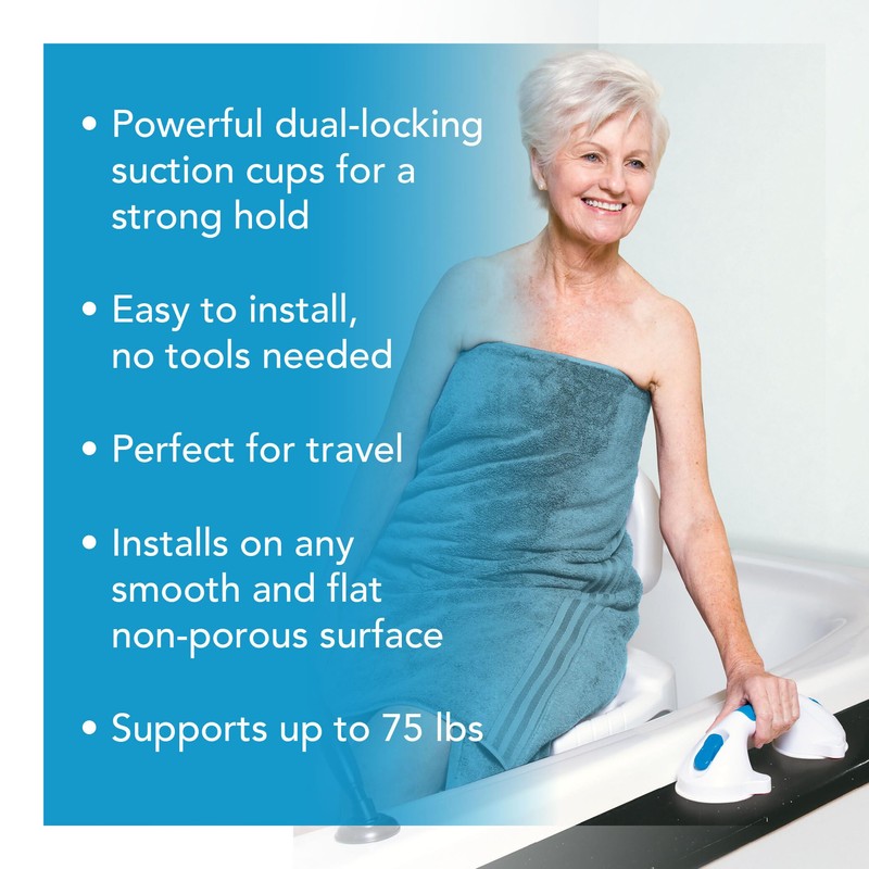 Carex Suction Shower Grab Bar – 16” Ultra Grip Shower