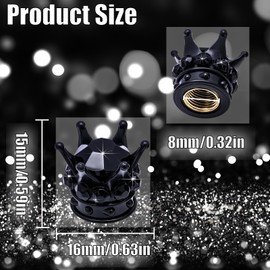 MEAJOO 4PCS Crown Bling Tire Stem Valve Caps, Crystal Diamond Car Wheel Tire Valve Caps Universal Copper Core Stem Covers for Cars, SUV, Trucks, Bikes, Motorcycles, Bicycles (Black)