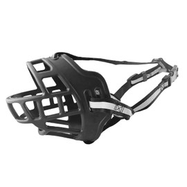 AiliStar Soft Dog Muzzle with Reflective Stripe Rubber Pet Muzzle for Dogs Prevent for Biting Barking Chewing Black Small