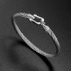Gleamart Silver Cable Bracelet for Women Stainless Steel Twisted Bangle