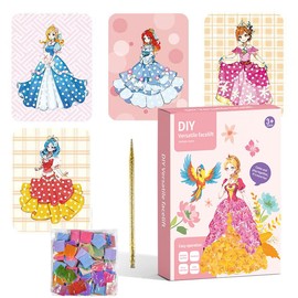 BERYART Kids 4 in 1 Fashion Design Drawing Book for Girls, Princess Dress-up Activity Book, Puzzle Puncture Painting for Kids, DIY Craft Kit for 3 4 5 6 7 8 9 10, Kid Arts Crafts DIY Kit