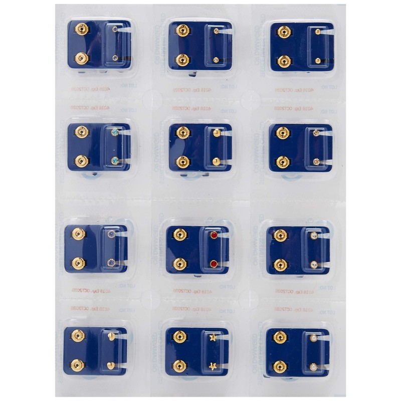 Caflon Blu 24 Carat Gold Plated Mixed Assorted Birthstone Studs