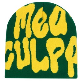 AMOFIA Women's Y2K Beanie Warm Bonnet Knitted Hat Unisex Me Culpa Winter Caps for Gift