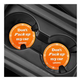 SHMZK 2PCS Bling Car Cup Coaster, 2.75 Inch Rhinestone Anti Slip Soft Rubber Pad Car Coaster, Universal Vehicle Cup Holder Insert Coaster Crystal Drink Cup Mat for Girls Women (Orange)