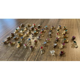 Lot x 50 GOLD PLATED Baby Shoe Boot BIRTHSTONE CHARM Jewelry Gemstone LV No Key