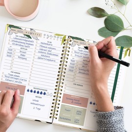 Biroyal Undated Diary 2025 A5 | 120-Day Planner for Tasks & Notes | To Do List Book | Spiral Pad Daily & Weekly Planner Hard Cover - Perfect for Office, School & Organiser | Ink Wash