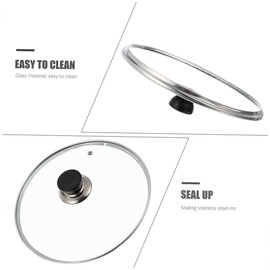 Mikinona 1pc Tempered Glass Pot Lid Transparent Cooking Cover with Stainless Oil Splashing Kitchen Gadget for Frying Pans and Soup Pots