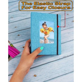 Small Photo Album 4x6 – Clear Pages, Linen Cover with Front Window, Pack of 2, Each Small Album Holds 52 Photos, Small Brag Book Photo Album for 4x6 Photos, Blue Fabric