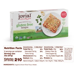 Jovial Gluten Free Lasagna Noodles - Organic Brown Rice Lasagna Pasta, Whole Grain Pasta, Dairy Free, Glyphosate Free, Made in Italy - 13 Oz, 6 Pack