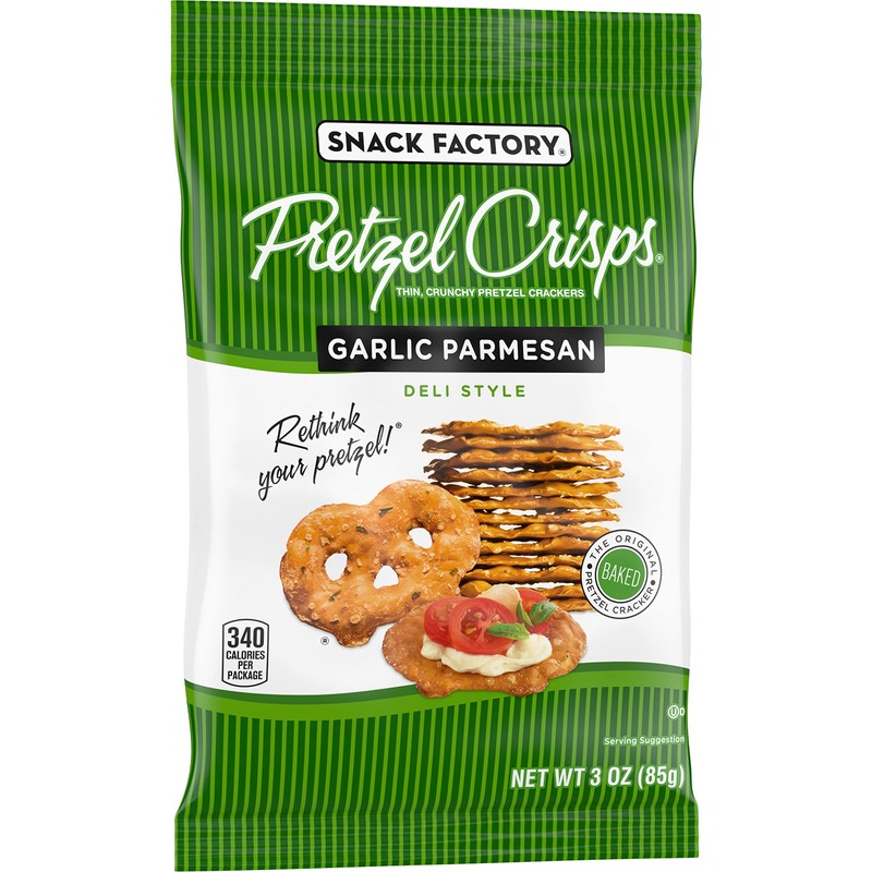 Snack Factory Pretzel Crisps, Garlic Parmesan, On-the-Go Bag, 3 Oz