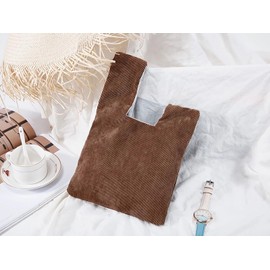 Anopo Women's Knot Wristlet Bag Small Corduroy Tote Bag Vegan Clutch Purse Brown