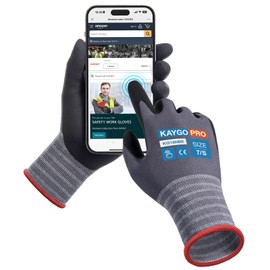 KAYGO 3 Pairs Safety Work Gloves MicroFoam Nitrile Coated Touchscreen, KG18NBE, Working Gloves with Oil Resistant Grip on Palm, for Men Women, Ideal for General Purpose Automotive (Small, Grey)