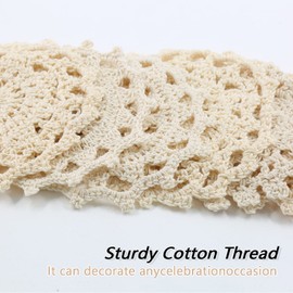 Jiozermi 24 Pcs Hand Crochet Lace Doilies, Handmade Vintage Round Lace Doilies Placemats Snowflake Mini Doilies for Table Decoration, Varied Sizes 2-7 inches, Beige