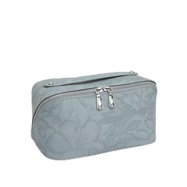 SAILYLENCEY]Travel Makeup Bag - PU leather Waterproof, Large capacityWith divider and storage bag，Portable with handle