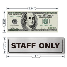 4 Pack Staff Only Sign - Employees Only Sign, Business Signs for Store, Hotel, Restaurant, Easy Installation with Double Sided Tapes, Brushed Aluminum, 7" × 2"