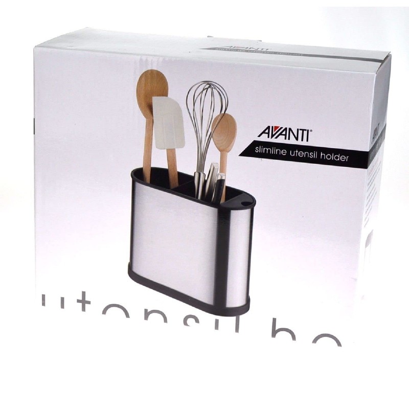 Avanti 16427 Stainless Steel Slimline Utensil Holder,Silver/black