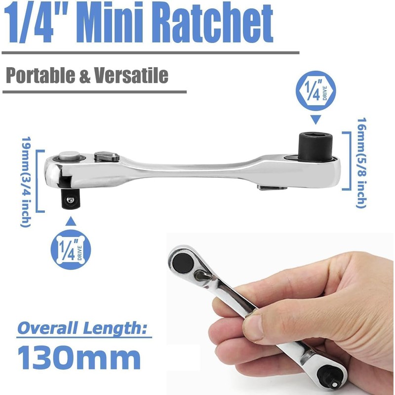 Ejoyous Mini Ratchet, 1/4 Inch Mini Ratchet Wrench Socket Ratchet