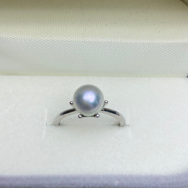 Seawater Pearl Ring, High Luster, Slightly Flawed Akoya 7–8mm, S925