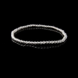 Land Long 2 Pcs/Set 4mm Trendy Natural Real Clear Quartz Healing Crystal Bracelet, Faceted Round Stretch Beaded Bracelets for Women Men