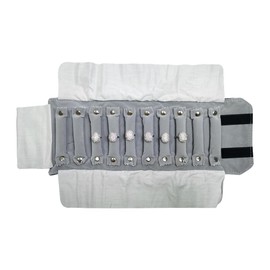 SCIKHEFT Ring holder velvet Pouch Jewelry Travel Roll Small Bag Black and Gray inside For Rings (Black and Gray)