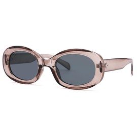 Pro Acme Trendy Oval Sunglasses,Retro Chunky Thick Frame UV400 Protection Shade Glasses for Women Men(transparently grey-grey), Medium