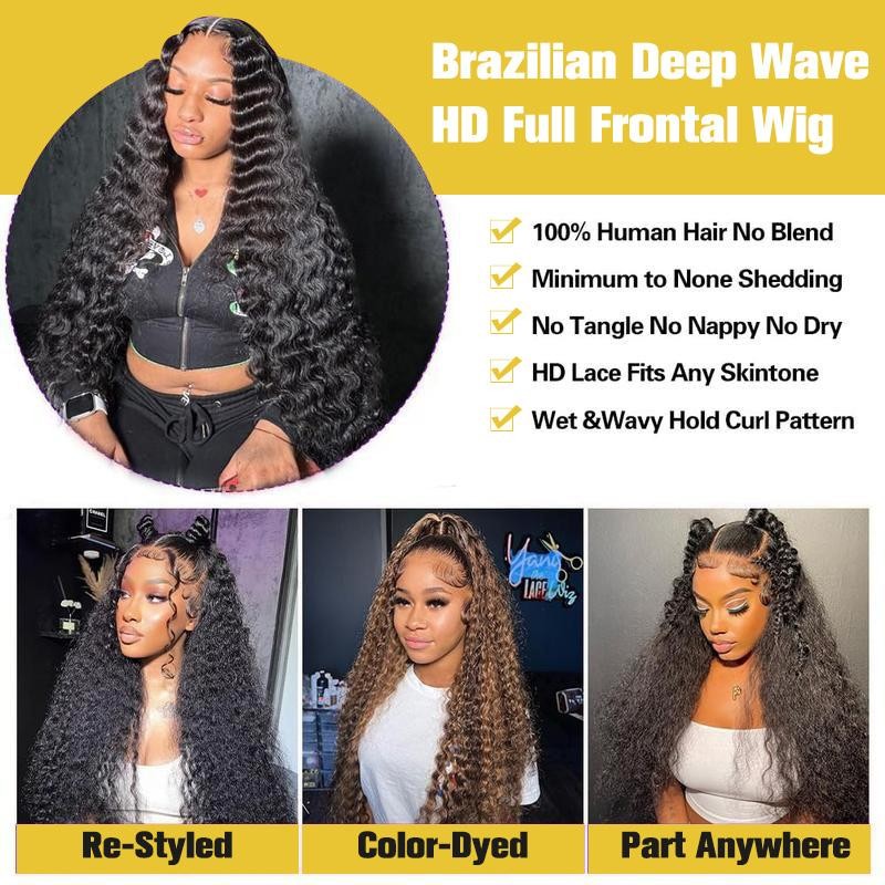 Deep Wave 13x6 Hd Lace Frontal Wigs 180% 250% Density
