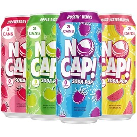 NO CAP! Next Gen Soda Pop with Electrolytes for Hydration, Zero Sugar, Zero Calories, Caffeine-Free Soda, Vegan & Gluten-Free, 16 oz Cans 12pk (Variety Pack)