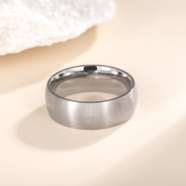 TIGRADE 4mm 6mm 8mm Titanium Ring Brushed Dome Wedding Band Comfort Fit for Man Women, Silver 8MM, Size 13
