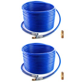 QWORK Airless Paint Hose, 2 Pack 50 Ft. x 1/4 In Airless Paint Sprayer Hose, 3300 PSI Universal Flexible Fiber Tube, High Pressure Sprayer Tube, Blue