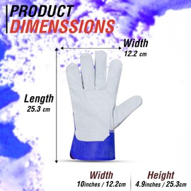 Tussan Sports Split Leather Work Gloves, Heavy Duty Thorn Proof Gardening Gloves for Digging, Weeding, Planting and Construction Working Pruning & Rigger Tasks (Blue, Pair of 5)