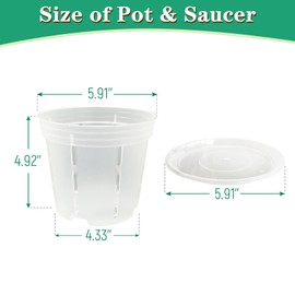 Blumiger 6 Inch Orchid Pots 9-Pack - Clear Plastic Flower Pots with Holes & Trays for Repotting, Breathable Design for Healthy Roots