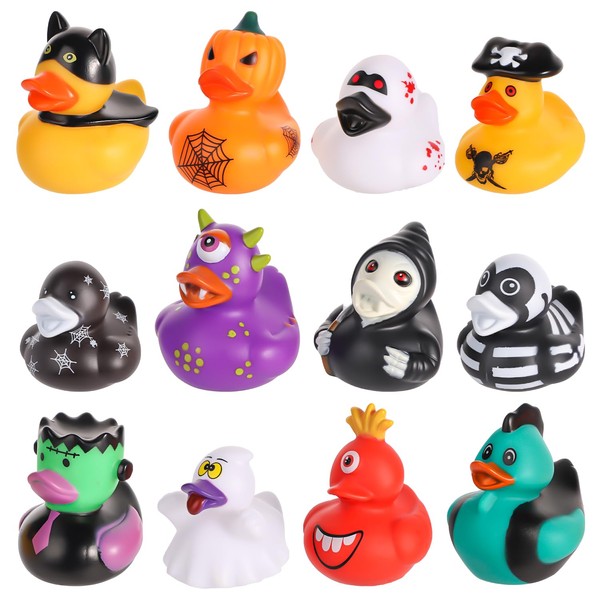 Pack of 12 Halloween Rubber Ducks, Rubber Ducks Toy, Funny Halloween Themes, Rubber Ducks, Colourful Cute Ducks, Bath Toy for Children, Halloween, Birthday Party Decoration