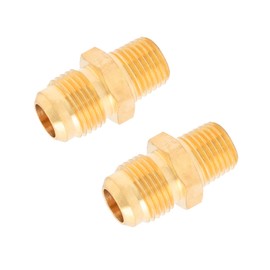 SUNGATOR Tube Fitting 3/8 inch Flare x 1/4 inch Male NPT, Brass Half-Union Gas Adapter, 3/8'' Male Flare to 1/4'' NPT Propane Fittings, Brass Flare Tube Fitting for Propane (2-Pack)