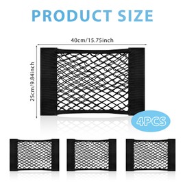 GrünWerk Pack of 4 Boot Net Bags, 40 x 25 cm Car Organiser, Stretched Elastic Edge Holds Loads Firm, for Most Cars Boot Organiser