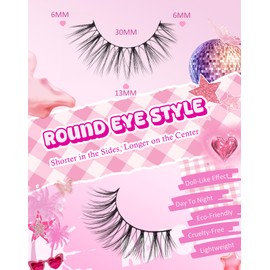 Fake Lashes Wispy Eyelashes Natural Look Fluffy Mink Lashes Fairy False Eyelashes 13MM Cat Eye Lashes Pack 7 Pairs