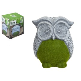 Charming Gray & Green Flock Owl Ornament - 14 cm x 12 cm x 10cm (1 Pc.) - Adorable Design - Perfect Unique Gift & Decor