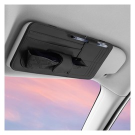 UHANBUT Car Sun Visor Organizer, Vehicle Sunglasses Holder, Automotive Storage Pocket for Pen, Glasses, Ticket, Card, Auto Interior Accessories Pocket for Car, SUV, Truck (Black)