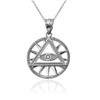 LA BLINGZ Collar con dije de pirámide Illuminati de plata